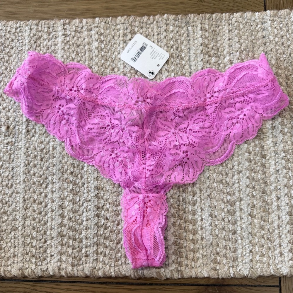 Free People Intimately Pink Lace‎ Thong Underwear Tulip Pink S FP605823CY